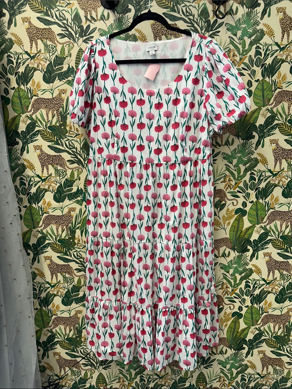 J. Crew Floral Pink Tiered Dress 18